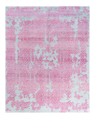 Traditional Ikat Hand Knotted Abstract Silk & Wool Blend Gray Area Rug 7' 10" x 9' 10"