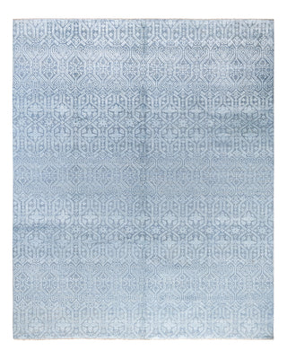 Traditional Ikat Hand Knotted Floral Silk & Wool Blend Gray Area Rug 8' 1" x 10' 1"