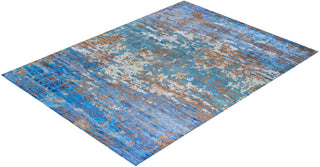 Contemporary Modern Hand Knotted Abstract Silk & Wool Blend Navy Area Rug 9' 1" x 12' 3"