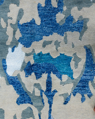 Contemporary Modern Hand Knotted Abstract Silk & Wool Blend Gray Area Rug 9' 0" x 11' 10"