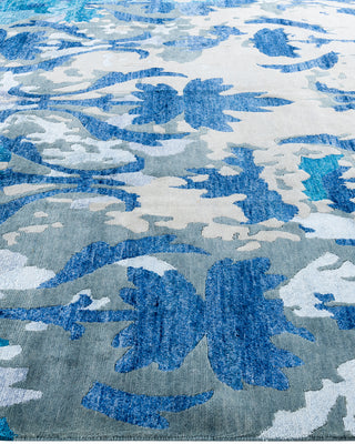Contemporary Modern Hand Knotted Abstract Silk & Wool Blend Gray Area Rug 9' 0" x 11' 10"