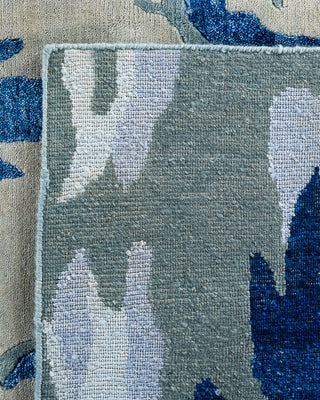 Contemporary Modern Hand Knotted Abstract Silk & Wool Blend Gray Area Rug 9' 0" x 11' 10"