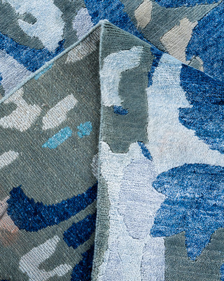 Contemporary Modern Hand Knotted Abstract Silk & Wool Blend Gray Area Rug 9' 0" x 11' 10"