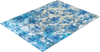 Contemporary Modern Hand Knotted Abstract Silk & Wool Blend Gray Area Rug 9' 0" x 11' 10"