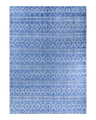 Traditional Ikat Hand Knotted Floral Silk & Wool Blend Gray Area Rug 9' 0" x 12' 4"