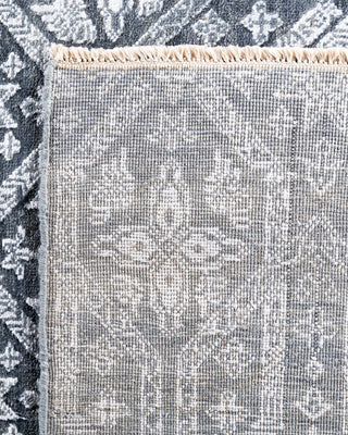 Traditional Ikat Hand Knotted Geometric Silk & Wool Blend Gray Area Rug 9' 1" x 12' 3"