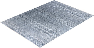 Traditional Ikat Hand Knotted Geometric Silk & Wool Blend Gray Area Rug 9' 1" x 12' 3"