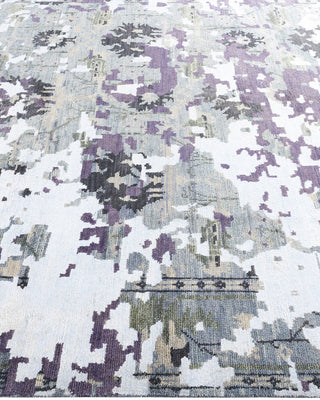 Contemporary Modern Hand Knotted Abstract Silk & Wool Blend Gray Area Rug 7' 10" x 10' 3"