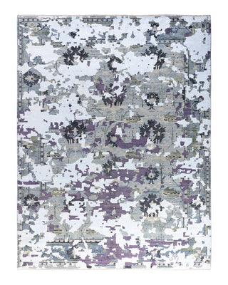 Contemporary Modern Hand Knotted Abstract Silk & Wool Blend Gray Area Rug 7' 10" x 10' 3"