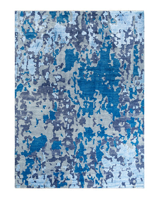Contemporary Modern Hand Knotted Abstract Silk & Wool Blend Sand Area Rug 8' 10" x 11' 10"