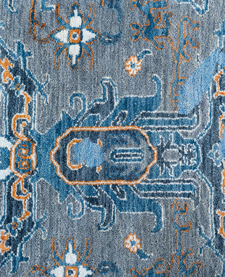 Traditional Abstarct Wool, Silk Hand Knotted Blue Area Rug 8' 2" x 10' 2"