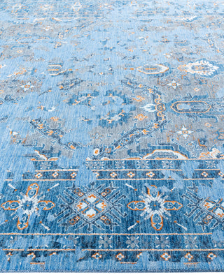 Traditional Abstarct Wool, Silk Hand Knotted Blue Area Rug 8' 2" x 10' 2"