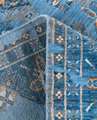 Traditional Abstarct Wool, Silk Hand Knotted Blue Area Rug 8' 2" x 10' 2"