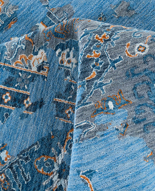Traditional Abstarct Wool, Silk Hand Knotted Blue Area Rug 8' 2" x 10' 2"