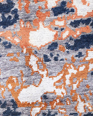 Contemporary Modern Hand Knotted Abstract Silk & Wool Blend Black Area Rug 8' 1" x 10' 1"