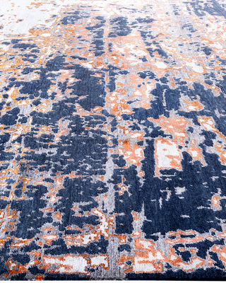 Contemporary Modern Hand Knotted Abstract Silk & Wool Blend Black Area Rug 8' 1" x 10' 1"