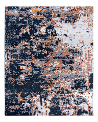Contemporary Modern Hand Knotted Abstract Silk & Wool Blend Black Area Rug 8' 1" x 10' 1"