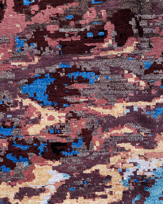 Traditional Ikat Hand Knotted Abstract Silk & Wool Blend Black Area Rug 9' 2" x 12' 3"