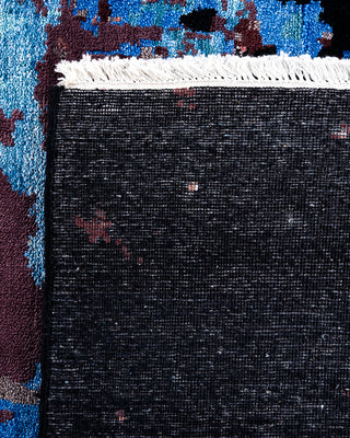 Traditional Ikat Hand Knotted Abstract Silk & Wool Blend Black Area Rug 9' 2" x 12' 3"