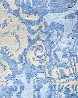 Contemporary Modern Hand Knotted Abstract Silk & Wool Blend Beige Area Rug 9' 2" x 12' 1"