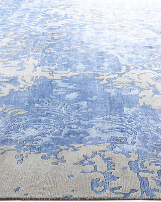 Contemporary Modern Hand Knotted Abstract Silk & Wool Blend Beige Area Rug 9' 2" x 12' 1"
