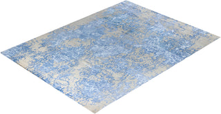 Contemporary Modern Hand Knotted Abstract Silk & Wool Blend Beige Area Rug 9' 2" x 12' 1"