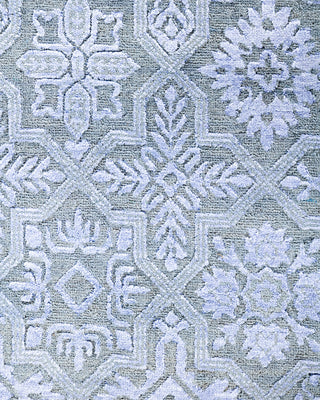 Traditional Ikat Hand Knotted Floral Silk & Wool Blend Gray Area Rug 8' 0" x 10' 2"