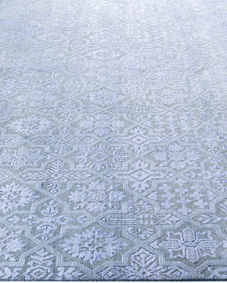 Traditional Ikat Hand Knotted Floral Silk & Wool Blend Gray Area Rug 8' 0" x 10' 2"