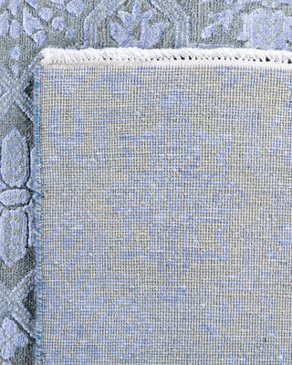 Traditional Ikat Hand Knotted Floral Silk & Wool Blend Gray Area Rug 8' 0" x 10' 2"