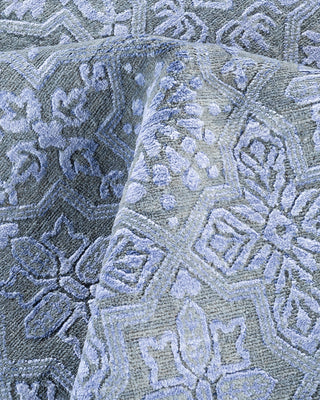 Traditional Ikat Hand Knotted Floral Silk & Wool Blend Gray Area Rug 8' 0" x 10' 2"