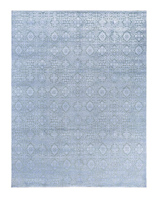 Traditional Ikat Hand Knotted Floral Silk & Wool Blend Gray Area Rug 8' 0" x 10' 2"