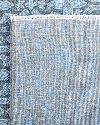 Traditional Ikat Hand Knotted Geometric Silk & Wool Blend Gray Area Rug 7' 10" x 9' 10"