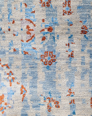 Traditional Ikat Hand Knotted Abstract Silk & Wool Blend Gray Area Rug 8' 1" x 9' 9"