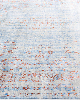 Traditional Ikat Hand Knotted Abstract Silk & Wool Blend Gray Area Rug 8' 1" x 9' 9"