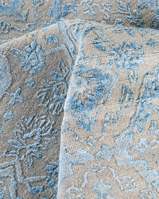 Traditional Ikat Hand Knotted Floral Silk & Wool Blend Beige Area Rug 7' 9" x 9' 5"