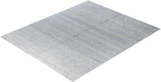 Traditional Ikat Hand Knotted Floral Silk & Wool Blend Beige Area Rug 7' 9" x 9' 5"