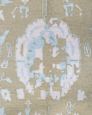 Traditional Ikat Hand Knotted Abstract Silk & Wool Blend Sand Area Rug 9' 2" x 12' 0"