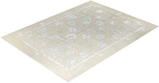 Traditional Ikat Hand Knotted Abstract Silk & Wool Blend Sand Area Rug 9' 2" x 12' 0"