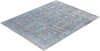Traditional Ikat Hand Knotted Abstract Silk & Wool Blend Gray Area Rug 8' 1" x 10' 1"