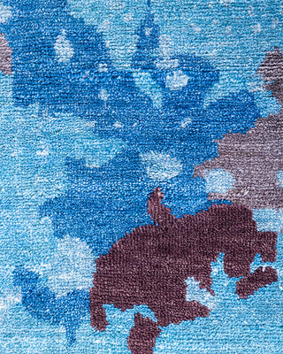 Traditional Ikat Hand Knotted Abstract Silk & Wool Blend Black Area Rug 8' 2" x 10' 4"