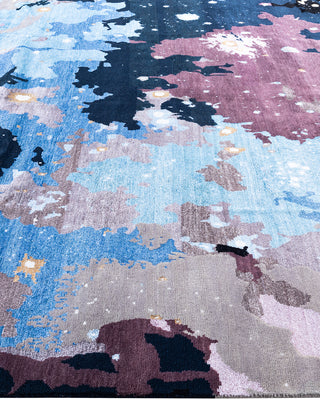 Traditional Ikat Hand Knotted Abstract Silk & Wool Blend Black Area Rug 8' 2" x 10' 4"