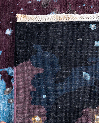 Traditional Ikat Hand Knotted Abstract Silk & Wool Blend Black Area Rug 8' 2" x 10' 4"