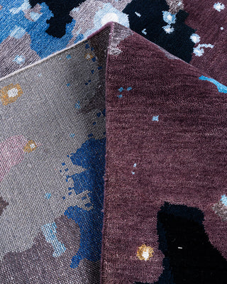 Traditional Ikat Hand Knotted Abstract Silk & Wool Blend Black Area Rug 8' 2" x 10' 4"