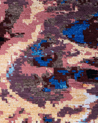 Traditional Ikat Hand Knotted Abstract Silk & Wool Blend Black Area Rug 8' 1" x 10' 0"