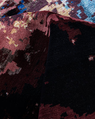 Traditional Ikat Hand Knotted Abstract Silk & Wool Blend Black Area Rug 8' 1" x 10' 0"
