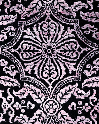 Traditional Ikat Hand Knotted Floral Silk & Wool Blend Black Area Rug 9' 3" x 12' 1"