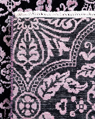 Traditional Ikat Hand Knotted Floral Silk & Wool Blend Black Area Rug 9' 3" x 12' 1"