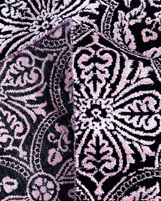 Traditional Ikat Hand Knotted Floral Silk & Wool Blend Black Area Rug 9' 3" x 12' 1"