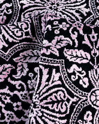 Traditional Ikat Hand Knotted Floral Silk & Wool Blend Black Area Rug 9' 3" x 12' 1"