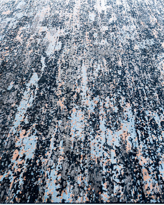 Traditional Ikat Hand Knotted Abstract Silk & Wool Blend Black Area Rug 8' 2" x 10' 0"